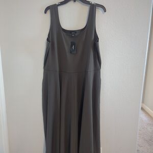 NWT Alfani Dress Maxi Tank Brown Pockets Spandex Comfort Summer Plus Size 3X